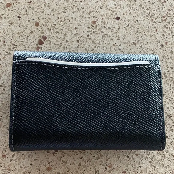 Coach Black Textured Leather Flap Card Wallet - Picture 2 of 5